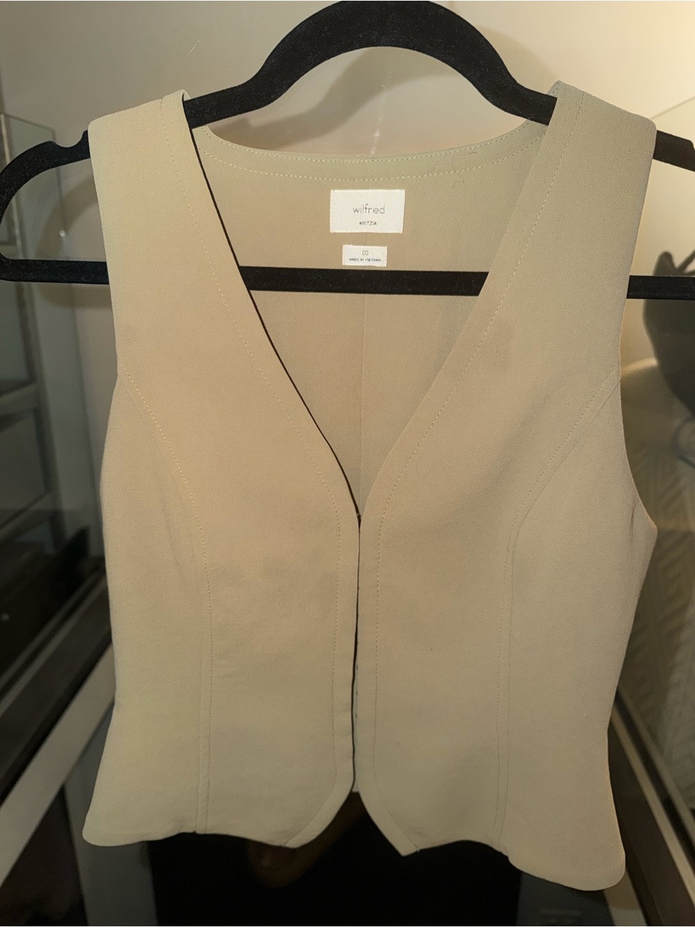 Wilfred Neutral Beige Tailored V-Neck Vest